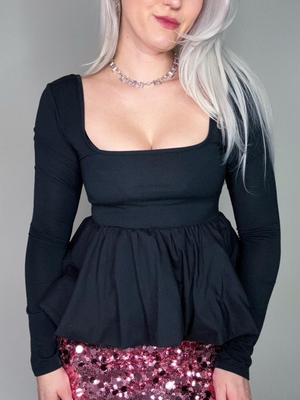 Silence + Noise Bubble Bottom Peplum Top